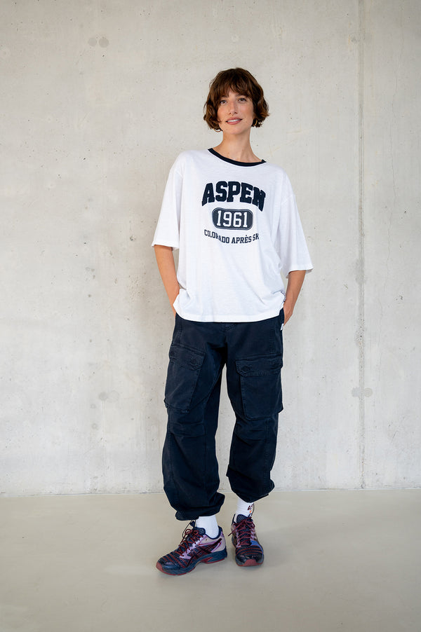 Penn & Ink T-SHIRT PRINT (W25F1769LTD) WHITE - NAVY