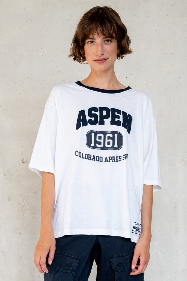 penn & ink T-SHIRT PRINT (W25F1769LTD) WHITE - NAVY