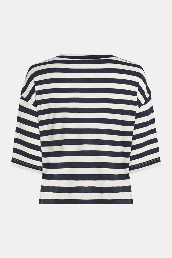 Penn & Ink T-SHIRT STRIPE (W25T1188) NAVY - ECRU