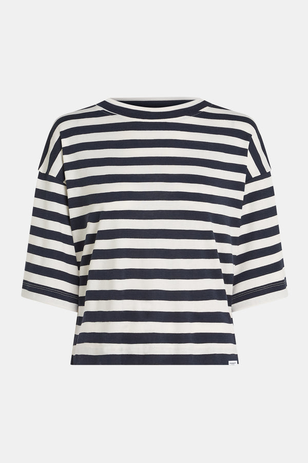 penn & ink T-SHIRT STRIPE (W25T1188) NAVY - ECRU