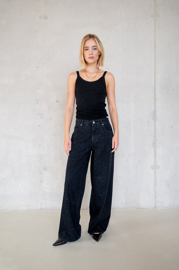 Penn & Ink TROUSERS GLITTER (W25Z816LTD) BLACK JEANS