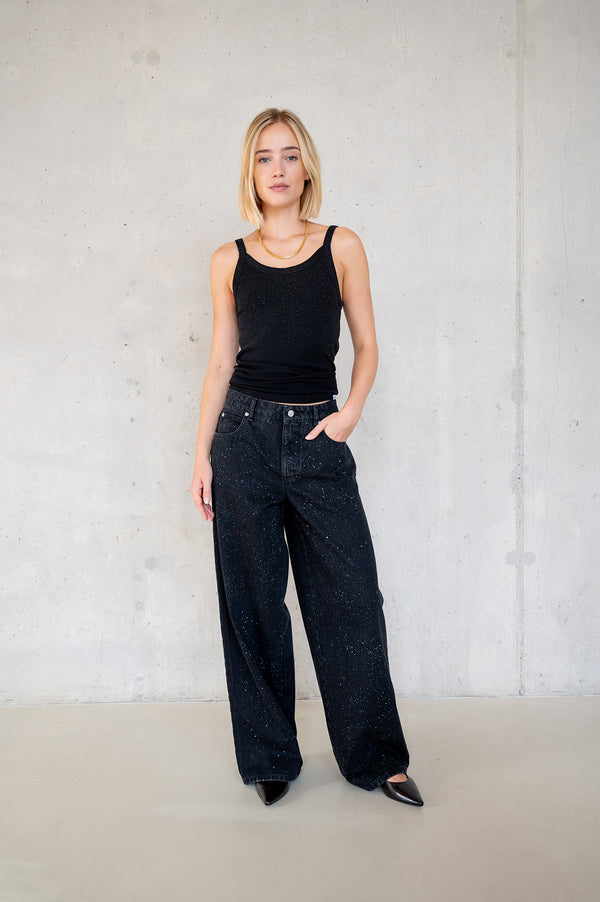 penn & ink TROUSERS GLITTER (W25Z816LTD) BLACK JEANS