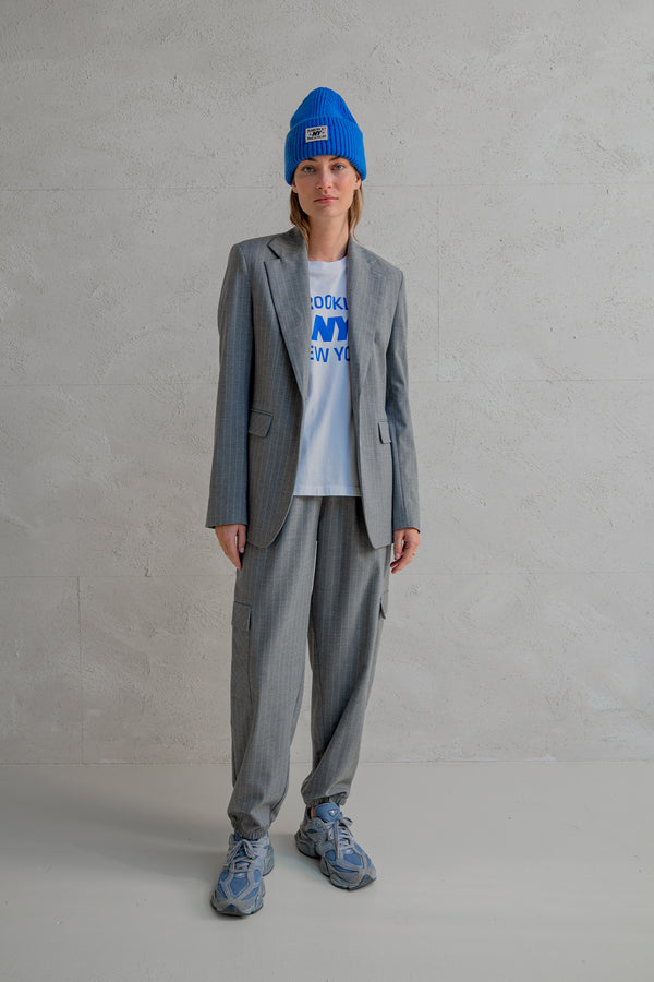 penn & ink TROUSERS STRIPE (W25N1624) GREY MELANGE