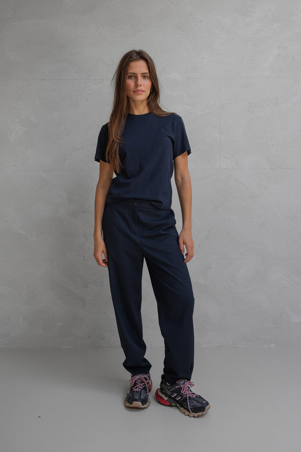 penn & ink TROUSERS (W25N1631) NAVY STRIPE