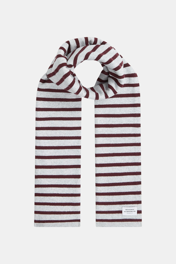 penn & ink SCARF STRIPE (W25B359) GREY MELANGE - AUBERGINE