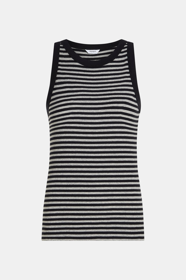 penn & ink SINGLET STRIPE MELANGE (W25F1718-STM) BLACK - GREY MELANGE