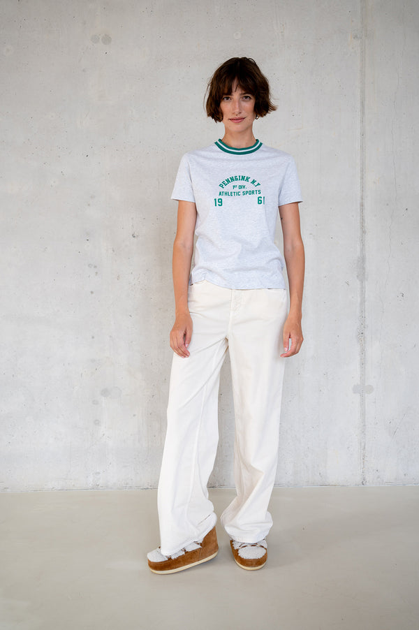 penn & ink T-SHIRT PRINT (W25F1768LTD) GREY MELANGE - GREEN