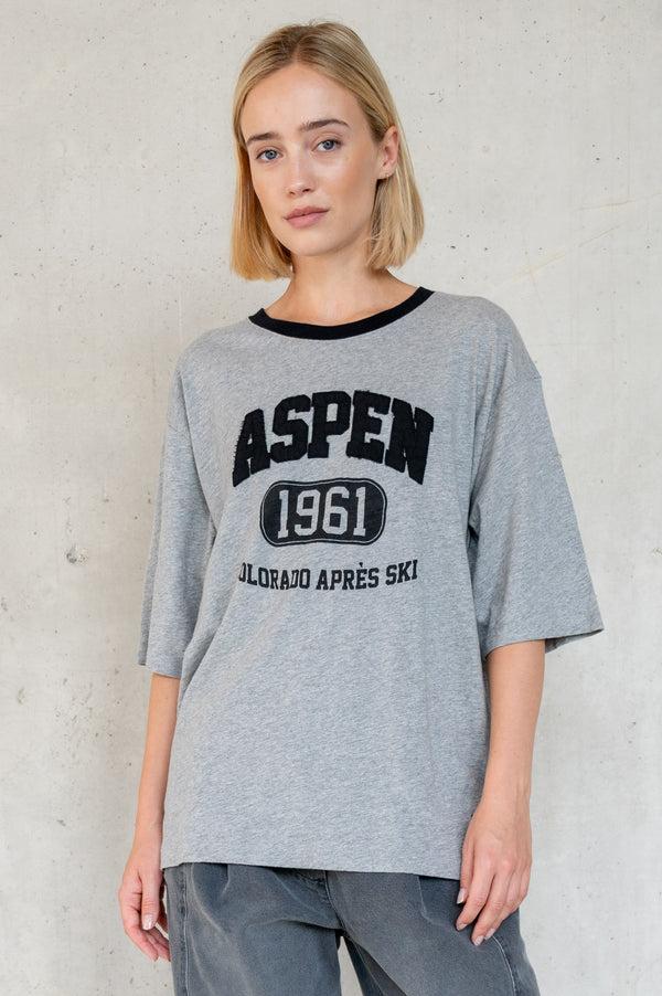 penn & ink T-SHIRT PRINT (W25F1769LTD) GREY MELANGE - BLACK