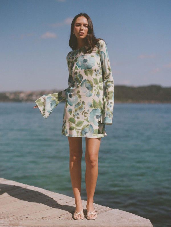 Peony Swimwear Memento Long Sleeve Mini Dress Isles
