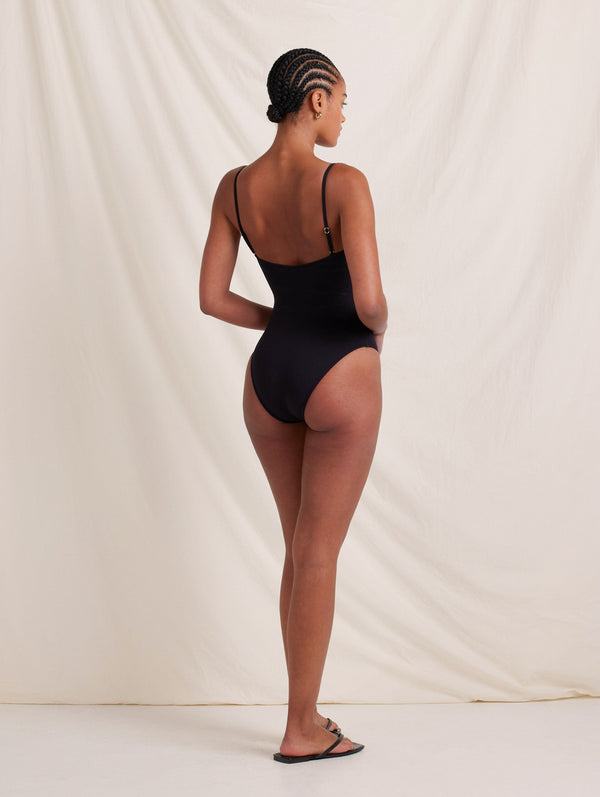 Peony Swimwear Memoir Embroidered Essential One Piece Ebony