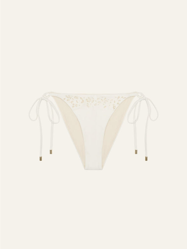 peony swimwear Memoir Embroidered String Pant Creme