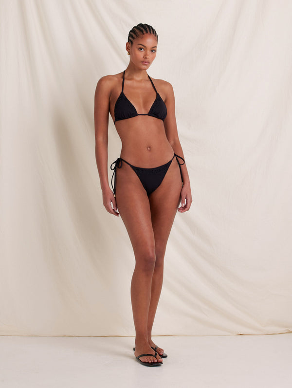 Peony Swimwear Memoir Embroidered String Pant Ebony