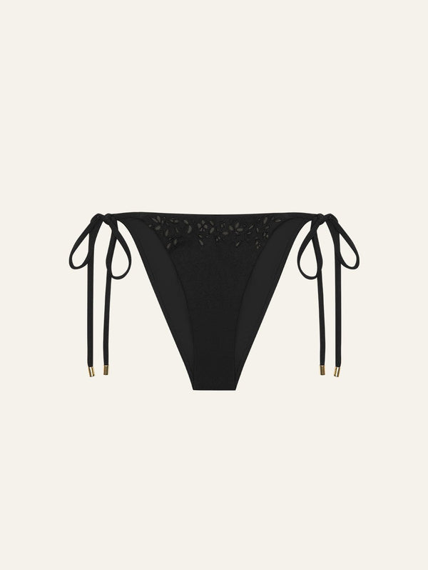 peony swimwear Memoir Embroidered String Pant Ebony
