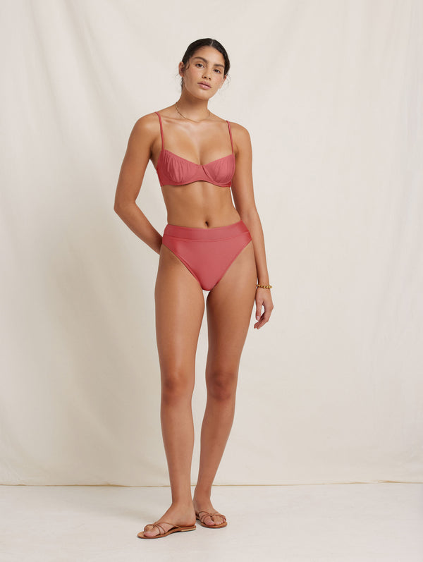 Peony Swimwear Boudoir Mid High Cut Pant Rose