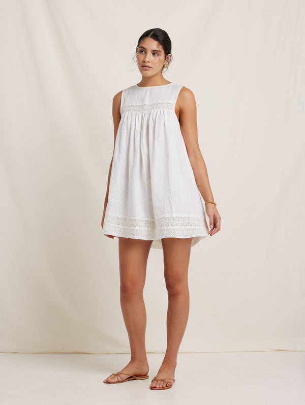 Peony Swimwear Broderie Babydoll Dress Gardenia