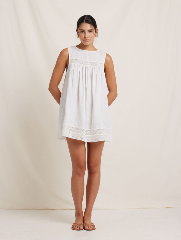 Peony Swimwear Broderie Babydoll Dress Gardenia