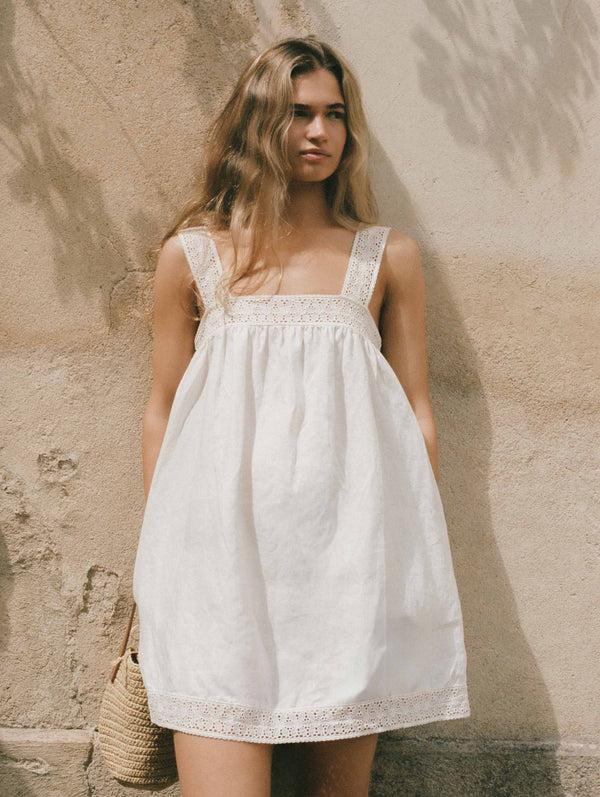 Peony Swimwear Broderie Mini Dress Gardenia