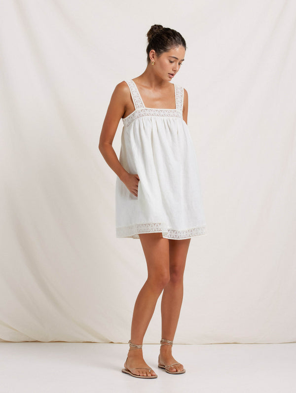 Peony Swimwear Broderie Mini Dress Gardenia