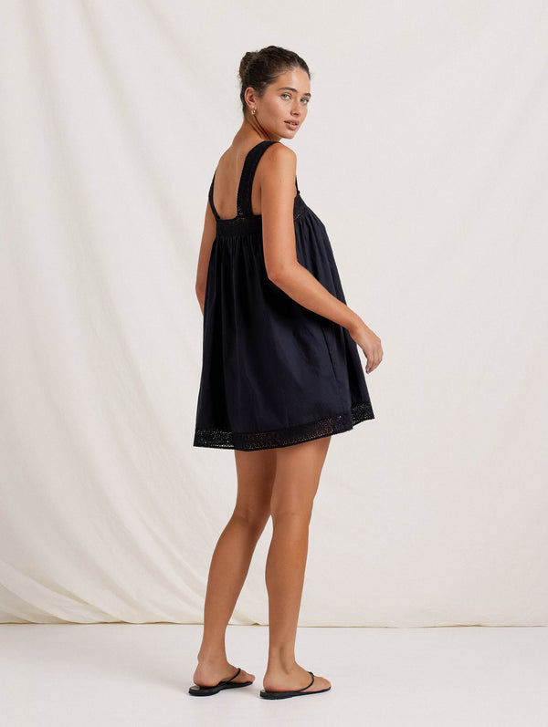 Peony Swimwear Broderie Mini Dress Noir