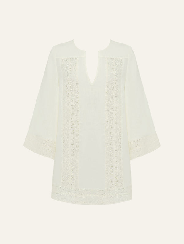 peony swimwear Broderie Smock Dress Gardenia