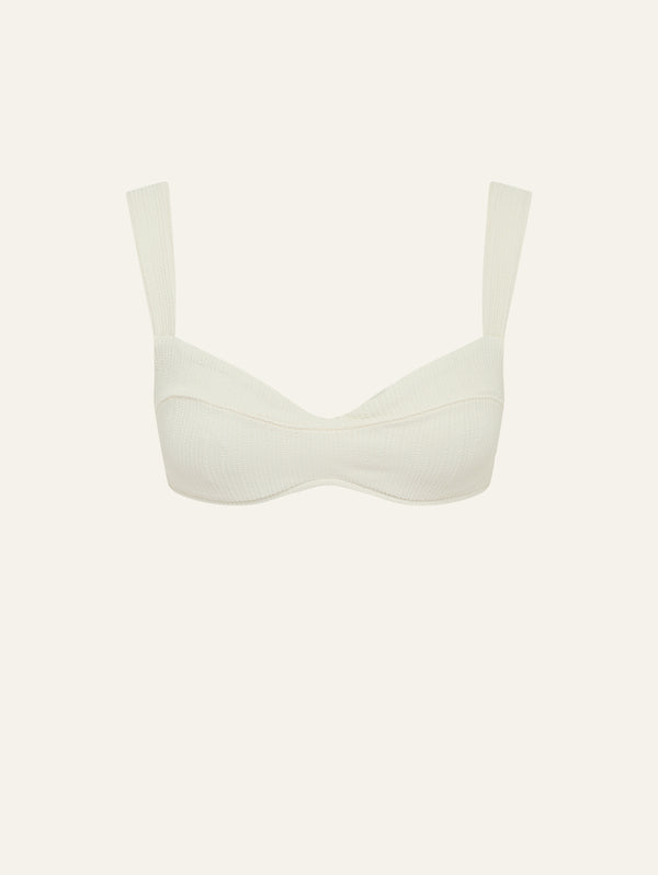 peony swimwear Essential Crop Vintage Cream