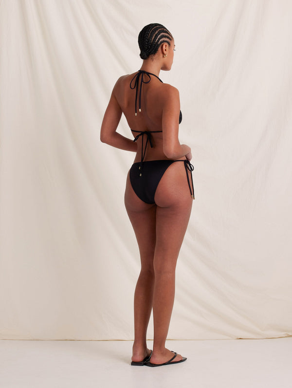 Peony Swimwear Memoir Embroidered String Tri Ebony