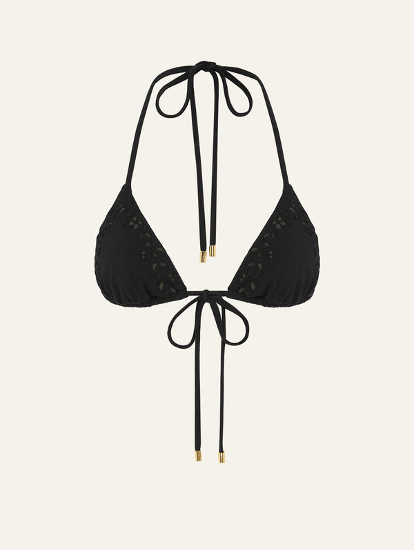 peony swimwear Memoir Embroidered String Tri Ebony