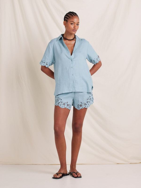 Peony Swimwear Memoir Shirt Dusty Blue