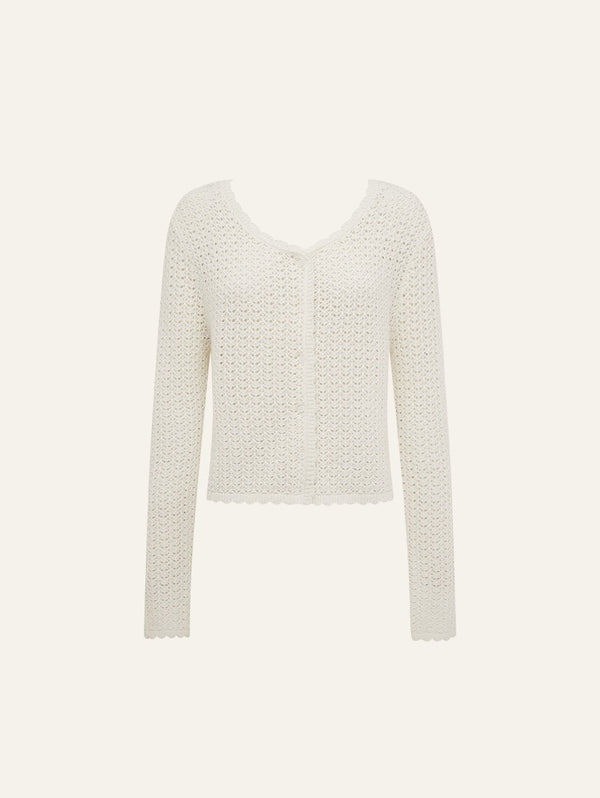 peony swimwear Pointelle Cardigan Seashell