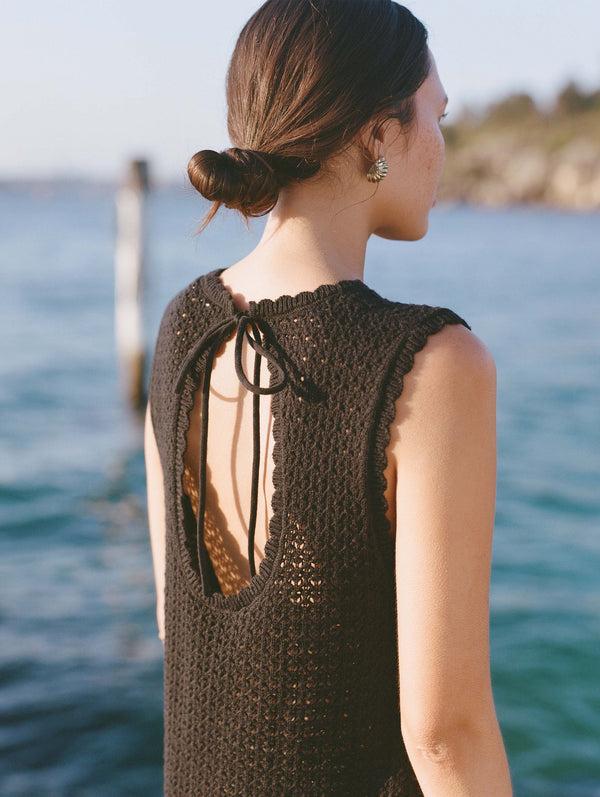 Peony Swimwear Pointelle Shift Mini Dress Noir