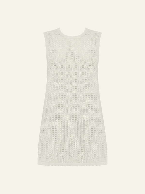 peony swimwear Pointelle Shift Mini Dress Seashell