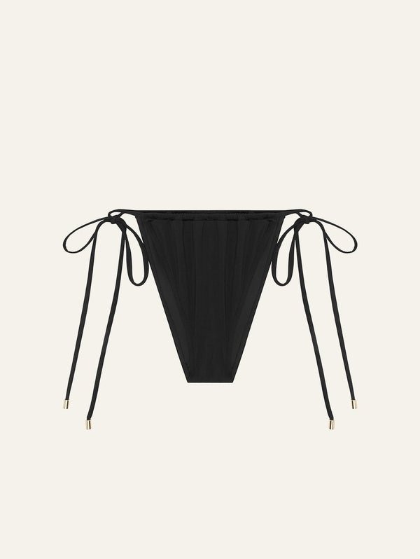 peony swimwear Ruched Channel String Pant Noir
