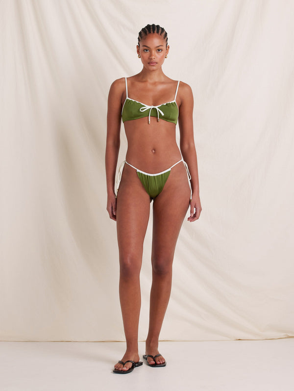 Peony Swimwear Ruched Channel String Pant Olivine