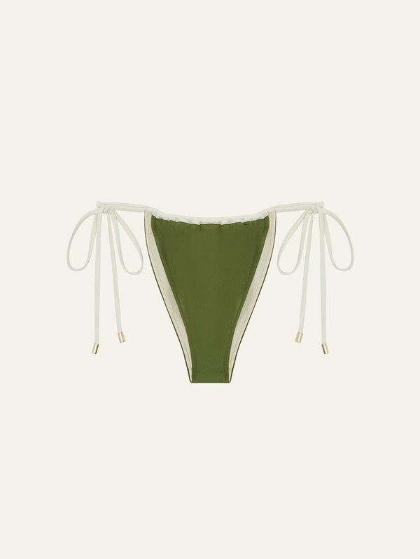 peony swimwear Ruched Channel String Pant Olivine