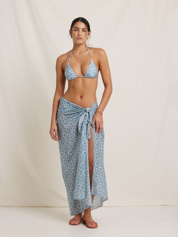 Peony Swimwear Sarong Bluebell