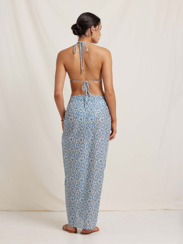 Peony Swimwear Sarong Bluebell