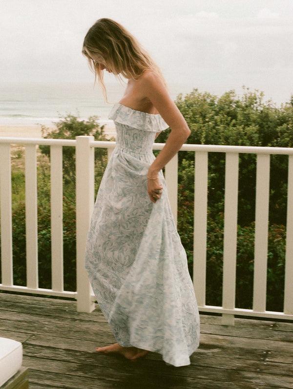 Peony Swimwear Shirred Midi Dress Daffodil