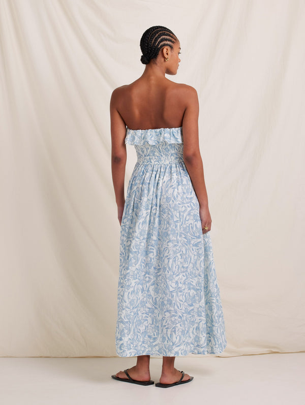 Peony Swimwear Shirred Midi Dress Daffodil