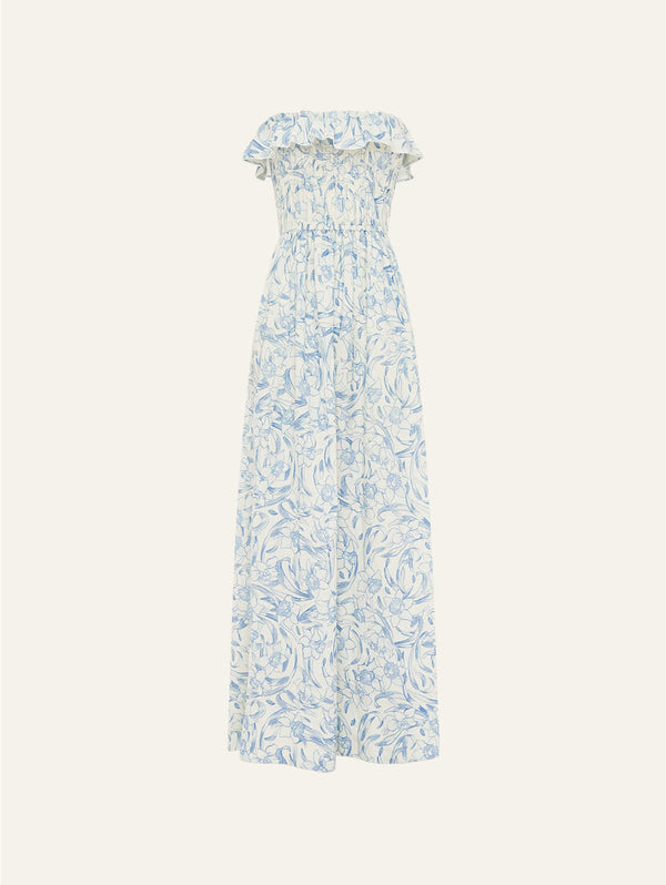 peony swimwear Shirred Midi Dress Daffodil