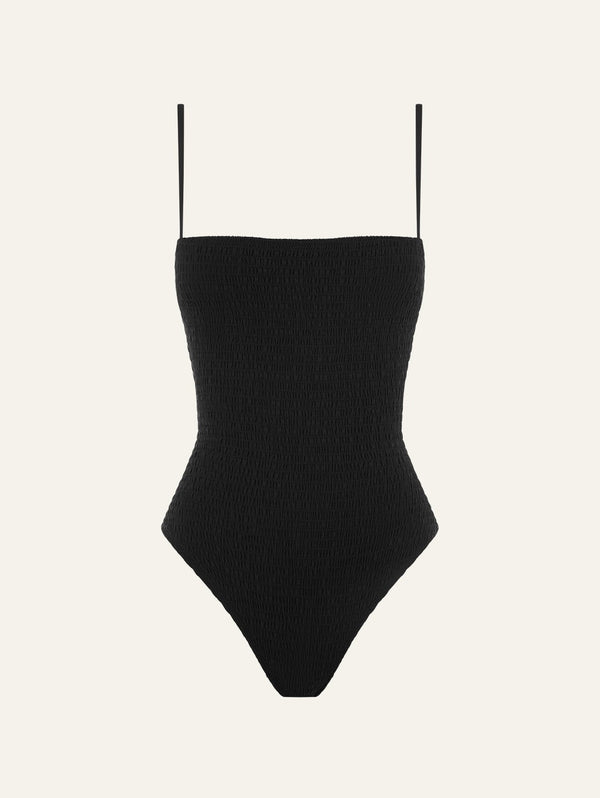 peony swimwear Shirred One Piece Noir