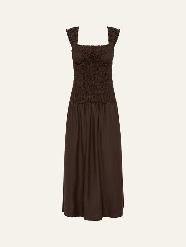 peony swimwear Sonnet Midi Dress Pecan