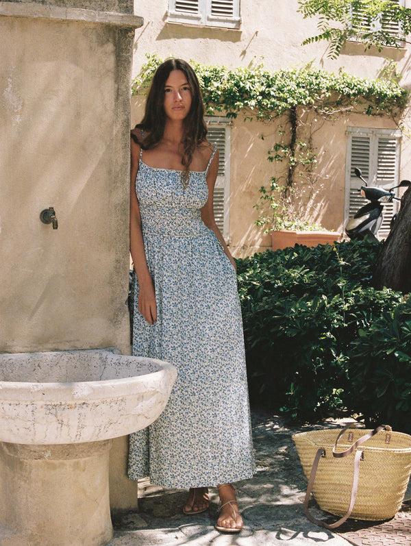 Peony Swimwear Square Neck Sundress Bluebell