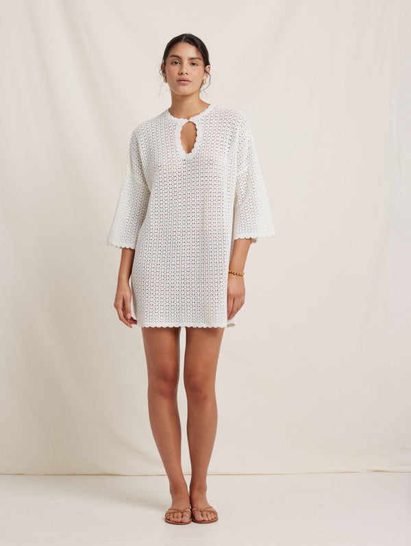 Peony Swimwear Pointelle Oversized Mini Dress Seashell