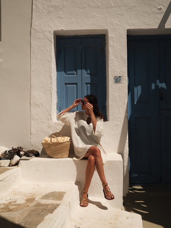 Peony Swimwear Pointelle Oversized Mini Dress Seashell