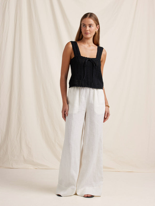 Peony Swimwear Pointelle Scalloped Shoulder Cami Noir