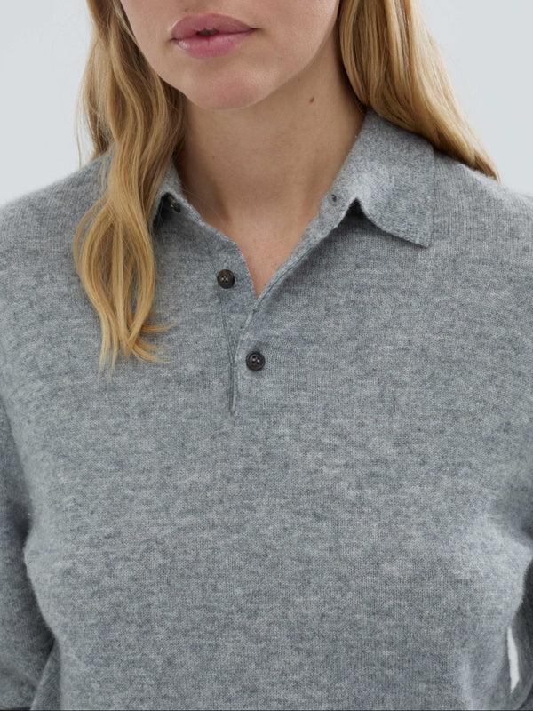 people's republic of cashmere Original Polo - Heather Grey Light