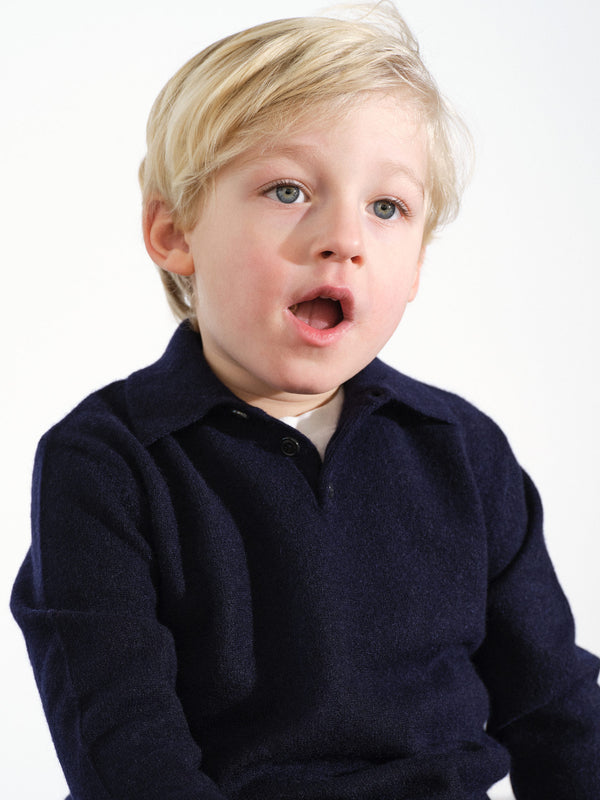 People's Republic Of Cashmere Kids Polo - Navy Blue
