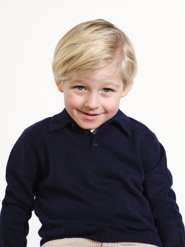 people's republic of cashmere Kids Polo - Navy Blue