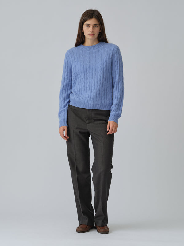 People's Republic Of Cashmere Premium Classic Cableknit - Soft Blue