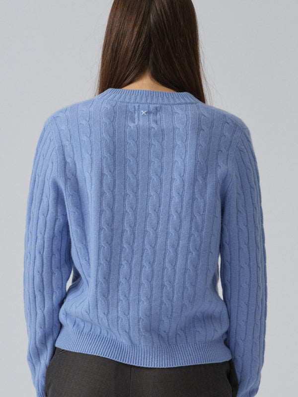 People's Republic Of Cashmere Premium Classic Cableknit - Soft Blue